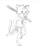  animal_genitalia anthro clothing erection feet genitals male mammal martin_the_warrior melee_weapon monochrome mouse murid murine no_pants redwall rodent scarf sheath shirt simple_background solo sword thedevilsadvocates topwear weapon 