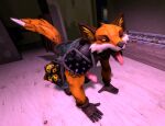  2021 3d_(artwork) all_fours anatomically_correct anatomically_correct_genitalia anatomically_correct_penis animal_genitalia animal_penis anthro brown_body brown_fur canid canine canine_penis clothed clothing digital_media_(artwork) epic_games erection fennix_(fortnite) fortnite fox fully_clothed fur genitals gloves handwear inside knee_pads ladder lorenzofox male mammal one_eye_closed orange_body orange_fur penis shoulder_pads solo spiked_clothing spiked_shoulderpads spikes tongue tongue_out video_games white_body white_fur 