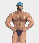  1boy archie_(pokemon) bandana bara beard black_hair blue_bandana dark-skinned_male dark_skin facial_hair male_focus mature_male muscular muscular_male pectorals pokemon pokemon_(game) pokemon_oras pokemon_rse short_hair smile solo team_aqua yumilbo 