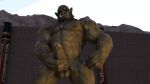  3d_(artwork) animated arm_tattoo balls darkviperbara detailed_background digital_media_(artwork) genitals humanoid humanoid_genitalia humanoid_penis jewelry low-angle_view male masturbation muscular muscular_male necklace nipples not_furry nude orc outside penile penile_masturbation penis shoulder_tattoo solo tattoo 