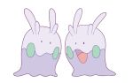  black_eyes closed_mouth commentary_request eye_contact goomy jaho looking_at_another no_humans open_mouth pokemon pokemon_(creature) solid_oval_eyes tongue transparent_background 