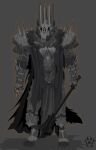  2017 alternate_species anthro armor biped canid canine canis cape claws clothed clothing digital_media_(artwork) fully_clothed furgonomics grey_background headgear helmet hi_res j._r._r._tolkien mace male mammal melee_weapon middle-earth_(tolkien) ring sauron_(tolkien) simple_background solo standing the_lord_of_the_rings weapon wolf wolfdawg 