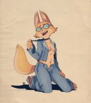  2021 absurd_res anthro bottomwear breasts canid canine clothing conditional_dnp diane_foxington dreamworks eyewear female fox fox-pop fur glasses hi_res mammal necktie open_mouth pants signature small_breasts solo the_bad_guys tongue tongue_out 