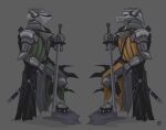  2017 anthro armor belt biped canid canine claws clothed clothing digital_media_(artwork) duo fully_clothed grey_background king longsword male mammal melee_weapon royalty scabbard simple_background standing sword weapon wolfdawg 
