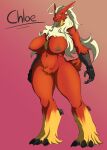  anthro anthrofied big_breasts black_nipples blaziken blue_eyes breasts claws clothing female fingerless_gloves genitals gloves gradient_background handwear hi_res huge_breasts mature_female mostly_nude nintendo nipples non-mammal_breasts pok&eacute;mon pok&eacute;mon_(species) pussy simple_background smile solo thick_thighs tolerain_(artist) video_games wide_hips 