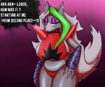  &lt;3 absurd_res anthro ara_ara arm_warmers armwear bedroom_eyes big_breasts breasts canid canine canis clothing collar dialogue dollstaff ear_piercing ear_ring eyeshadow female five_nights_at_freddy&#039;s five_nights_at_freddy&#039;s:_security_breach green_hair hair hand_on_hip hi_res licking licking_lips lipstick long_hair machine makeup mammal midriff narrowed_eyes panties piercing purple_eyeshadow robot roxanne_wolf_(fnaf) scottgames seductive side_boob solo speech_bubble spiked_collar spikes tongue tongue_out underwear video_games wolf 
