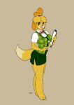  absurd_res animal_crossing anthro canid canine canis clipboard clothing domestic_dog female hi_res isabelle_(animal_crossing) mammal nintendo pen shih_tzu solo toy_dog video_games wendel_fragoso 