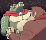  2boys ape cape claws crocodilian donkey_kong donkey_kong_(series) furry furry_male gold_trim minashirazu multiple_boys scales sharp_teeth teeth 