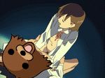  brown_hair censored cowgirl_position culinary_prep_room_de_tsukamaete gif humor pedobear sex 