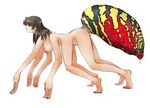  artist_request bangs black_hair breasts brown_eyes crawling hanging_breasts highres insect_girl large_breasts long_hair monster_girl multi_arm multi_leg multiple_arms multiple_legs nipples nude simple_background solo spider_girl what white_background 