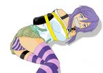  arms_behind_back ass bdsm blue_eyes bondage bound breasts gag gagged improvised_gag jewelry large_breasts lying necklace panties purple_hair rope rosario+vampire school_uniform shirayuki_mizore skirt solo strap striped striped_legwear striped_panties sweater tape tape_gag thighhighs underwear yellow_rope 
