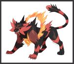  artist_name black_fur claws colored_sclera commentary dated english_commentary fire full_body green_eyes incineroar kipine looking_to_the_side no_humans pokemon pokemon_(creature) sharp_teeth solo teeth yellow_sclera 