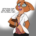  absurd_res anthro breasts canid canine clipboard clothed clothing diane_foxington dreamworks eyewear female fox fur genitals glasses herm hi_res intersex male mammal mysticalwuff necktie nipples partially_clothed penis solo the_bad_guys thong throbbing underwear 