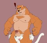  ! ambiguous_gender anthro balls big_muscles black_nose bodily_fluids brown_body brown_fur chest_tuft claws domestic_cat erection felid feline felis fur genital_fluids genitals hands_on_thighs hi_res kumamoto_(character) looking_down male mammal meme muscular muscular_anthro muscular_male navel nech_tuft nipples pecs penis precum pubes seyrmo slightly_chubby standing these_aren&#039;t_my_glasses tongue tongue_out tuft whiskers white_body white_fur 