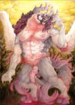  accipitrid accipitriform avian balls beard bearded_vulture bird black_balls body_hair chest_hair cloudscape demon facial_hair father feathered_wings feathers flower genitals gryphon hair halo hell hi_res hooves horn long_hair long_tail male male/male muscular muscular_male mythological_avian mythology nipples nozzle old_world_vulture parent paws penis piercing pink_penis plant pubes red_eyes sky solo tail_feathers tuballkaindelparaiso_(artist) vulture wings yellow_eyes 