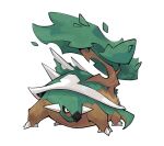  claws closed_mouth commentary dar-draws english_commentary full_body highres leaf looking_to_the_side no_humans pokemon pokemon_(creature) red_eyes signature simple_background solo spikes standing torterra tree white_background 