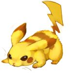  :3 animal_focus blank_eyes blush_stickers brown_eyes commentary_request creature full_body lowres no_humans oyama_yoihaya pikachu pokemon pokemon_(creature) simple_background solo white_background 