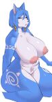  absurd_res anthro areola big_breasts blue_body blue_hair breasts canid canine carsen female genitals hair hi_res krystal mammal multicolored_body nintendo nipples pussy solo star_fox two_tone_body video_games 