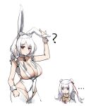  ... 2girls :&lt; ? animal_ear_fluff animal_ears azur_lane between_breasts blue_eyes breasts choker closed_mouth cosplay double_bun fake_animal_ears frown hairband jitome large_breasts le_malin_(azur_lane) le_malin_(listless_lapin)_(azur_lane) le_malin_(listless_lapin)_(azur_lane)_(cosplay) leotard long_hair looking_at_another looking_at_viewer multiple_girls playboy_bunny playboy_bunny_leotard rabbit_ears red_eyes short_hair silver_hair simple_background sirius_(azur_lane) sketch white_background windup wrist_cuffs 