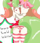  anthro bottomwear butt clothed clothing clothing_lift dress fan_character female fluffy fluffy_tail happy hi_res legwear neck_tuft one_eye_closed panties pinup pixyfox23 pose skirt skirt_lift solo stockings thick_thighs tuft underwear wink 
