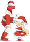  2girls blonde_hair breasts cleavage clownpiece fairy fairy_wings hat hecatia_lapislazuli highres large_breasts long_hair multiple_girls polos_crown red_hair santa_costume santa_hat sayakata_katsumi simple_background touhou very_long_hair white_background wings 