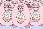  blue_background blue_eyes chansey christopher_columbus_(fate) egg fate/grand_order fate_(series) full_body fusion grin highres looking_up misomackerel no_humans open_mouth paper parody pokemon pokemon_(creature) simple_background smile standing star_(symbol) teeth tongue tongue_out what yellow_eyes 