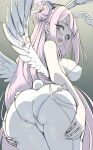 animal_ears ass blue_archive danbora from_behind mika_(blue_archive) pink_hair playboy_bunny rabbit_ears rabbit_tail tail wings 