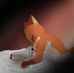  2021 anthro bed blush breasts canid canine canis canon_couple clenched_teeth digital_media_(artwork) disney duo female female_penetrated fox from_front_position furniture grabbing_sheets hi_res interspecies judy_hopps koraru-san lagomorph leporid love lying male male/female male_penetrating male_penetrating_female mammal missionary_position moan nick_wilde nude on_back on_bed open_mouth passionate passionate_sex penetration predator/prey predator_penetrating predator_penetrating_prey prey_penetrated rabbit romantic romantic_ambiance romantic_couple romantic_sex sex sex_on_bed teeth zootopia 