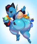  aquatic_dragon artist_name:saltyseaskunk bubble_butt butt character_name:salty_tidings clothing cuffs_(disambiguation) dragon gem hi_res leotard looking_back male marine sailor_hat short_stack solo spanking_but spanking_self 