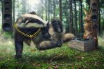  ambiguous_gender badger bling breakdancing hare hi_res john_wilhelm lagomorph leporid male mammal mustelid musteline 