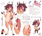  2021 anthro antlers balls bodily_fluids brown_hair butt cervid clothing english_text gender_symbol genital_fluids genitals glans hair hi_res hooves horn humanoid_genitalia humanoid_penis male male_symbol mammal model_sheet pablo_(pcraxkers) pcraxkers penis precum precum_string shirt solo symbol text topwear yellow_clothing yellow_shirt yellow_topwear 