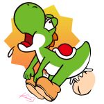  absurd_res alpha_channel bodily_fluids clothing cum cum_inside dinosaur distention duo edit footwear genital_fluids green_body hi_res human interspecies kawa_(artist) male mammal mario_bros mario_party_superstars moan nintendo official_art open_mouth reptile scalie sex shoes simple_background solo sticker transparent_background video_games yoshi 