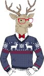  absurd_res alpha_channel anthro antlers bow_tie capreoline cervid clothing eyewear fur glasses hi_res horn male mammal olga_angelloz reindeer simple_background solo sweater topwear transparent_background 