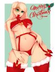  absurd_res anthro bell blue_kaito_(lightthatisblue) christmas clothing female hi_res holidays lagomorph legwear leporid mammal rabbit ribbons solo stockings thong tofffe underwear 