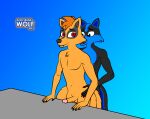  acidskunkwolf anal anal_penetration anthro balls canid canine canis duo fox fur furniture genitals hi_res hybrid male male/male mammal mephitid nude orange_body orange_fur penetration penis skunk sukookami_(acidskunkwolf) table wolf 