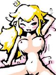  bed blonde_hair blush breasts minus8 nintendo nipples nude princess_peach super_mario_bros uncensored 