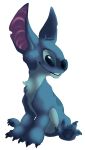  2016 4_fingers 4_toes alien alpha_channel atrocias back_markings blue_claws blue_eyes blue_fur blue_nose blue_pawpads chest_tuft claws digital_drawing_(artwork) digital_media_(artwork) disney experiment_(species) fur head_tuft hi_res lilo_and_stitch looking_away markings pawpads simple_background sitting smile soft_shading solo stitch toes transparent_background tuft 