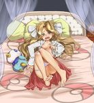  1girl bed blush breasts caitlin cattleya_(pokemon) censored elite_four lying nintendo nipples pokemon pussy pussy_juice solo 