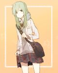  bad_id bad_pixiv_id bag bow bowtie green_hair holding holding_clothes holding_skirt jacket kagerou_project kido_tsubomi long_hair looking_at_viewer shishidodo skirt solo 