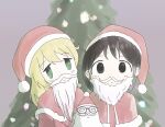  1other 2girls black_eyes black_hair blonde_hair chito_(shoujo_shuumatsu_ryokou) christmas christmas_tree glasses green_eyes highres image_sample looking_at_viewer multiple_girls nuko_(shoujo_shuumatsu_ryokou) santa_costume shoujo_shuumatsu_ryokou twitter_sample yuuri_(shoujo_shuumatsu_ryokou) 