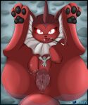  &spades; absurd_res accessory animal_genitalia animal_pussy anus big_butt bodily_fluids butt canine_pussy cloufy digital_media_(artwork) eeveelution feet female feral genital_fluids genitals hi_res hind_legs looking_at_viewer lying mammal nintendo nude on_back open_mouth pawpads paws pok&eacute;mon pok&eacute;mon_(species) presenting pussy pussy_juice simple_background smile smoking solo suit_symbol teeth toes tongue vaporeon video_games 