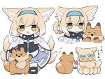  :d ^_^ animal animal_ear_fluff animal_ears arknights bangs bare_shoulders black_footwear black_gloves blue_bow blue_hairband blush_stickers bow braid brown_hair chibi closed_eyes closed_mouth commentary_request eyebrows_visible_through_hair flower fox fox_ears fox_girl fox_tail frilled_skirt frills gloves green_eyes hair_between_eyes hair_bow hair_rings hairband highres kyuubi multiple_tails multiple_views pantyhose purple_skirt red_flower shirt shoes short_eyebrows simple_background single_glove single_wrist_cuff skirt smile someyaya suzuran_(arknights) tail thick_eyebrows translation_request twin_braids white_background white_hair white_legwear white_shirt wrist_cuffs 