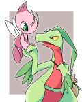  2021 4:5 ambiguous_gender anthro bag black_pupils bodily_fluids celebi digital_media_(artwork) duo elemental_creature feral flora_fauna green_body green_eyes grovyle grovyle_the_thief hi_res legendary_pok&eacute;mon nintendo nude pink_body plant pok&eacute;mon pok&eacute;mon_(species) pok&eacute;mon_mystery_dungeon pupils scalie shaded shiny_celebi_(eotds) shiny_pok&eacute;mon sweat sweatdrop video_games yellow_eyes ちゃば 