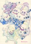  :d commentary_request drooling evolutionary_line fog highres mouth_drool no_humans nonllqivip open_mouth pokemon pokemon_(creature) smile snowflakes sparkle twitter_username vanillish vanillite vanilluxe 