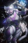  animal_humanoid anthro avoid_posting cat_humanoid cat_tail felid felid_humanoid feline feline_humanoid female fur humanoid kat_volts mammal mammal_humanoid open_mouth owo purple_body solo space spacesuit strype 