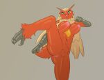  anthro anus blaziken breasts feathers female fighting_pose fist genitals hi_res jokoifu looking_aside motion_lines nintendo nipples one_leg_up open_mouth pok&eacute;mon pok&eacute;mon_(species) pose pussy raised_leg solo talons video_games 