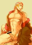  banana billy_kane erection food fruit itkz king_of_fighters kof male male_focus open_clothes open_shirt penis red_shirt shirt snk yaoi 