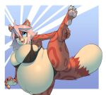  absurd_res anthro belly big_belly big_breasts breasts clothing felid feline female hellbrain hi_res huge_breasts mammal panties paws pregnant solo spread_legs spreading thick_thighs underwear 