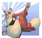  absurd_res anthro belly big_belly big_breasts breasts clothing felid feline female hellbrain hi_res huge_breasts mammal panties paws pregnant solo spread_legs spreading thick_thighs unborn_kicking underwear 