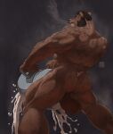  anthro back_muscles backsack balls big_balls bodily_fluids bouncing_balls breeding_mount brown_body brown_fur butt clenched_teeth cum erebonbon excessive_cum facial_hair fur genital_fluids genitals handle henry_harris_baxter hi_res huge_balls male mammal muscular muscular_male nude saggy_balls sex_toy short_tail sideburns solo sweat teeth ursid 